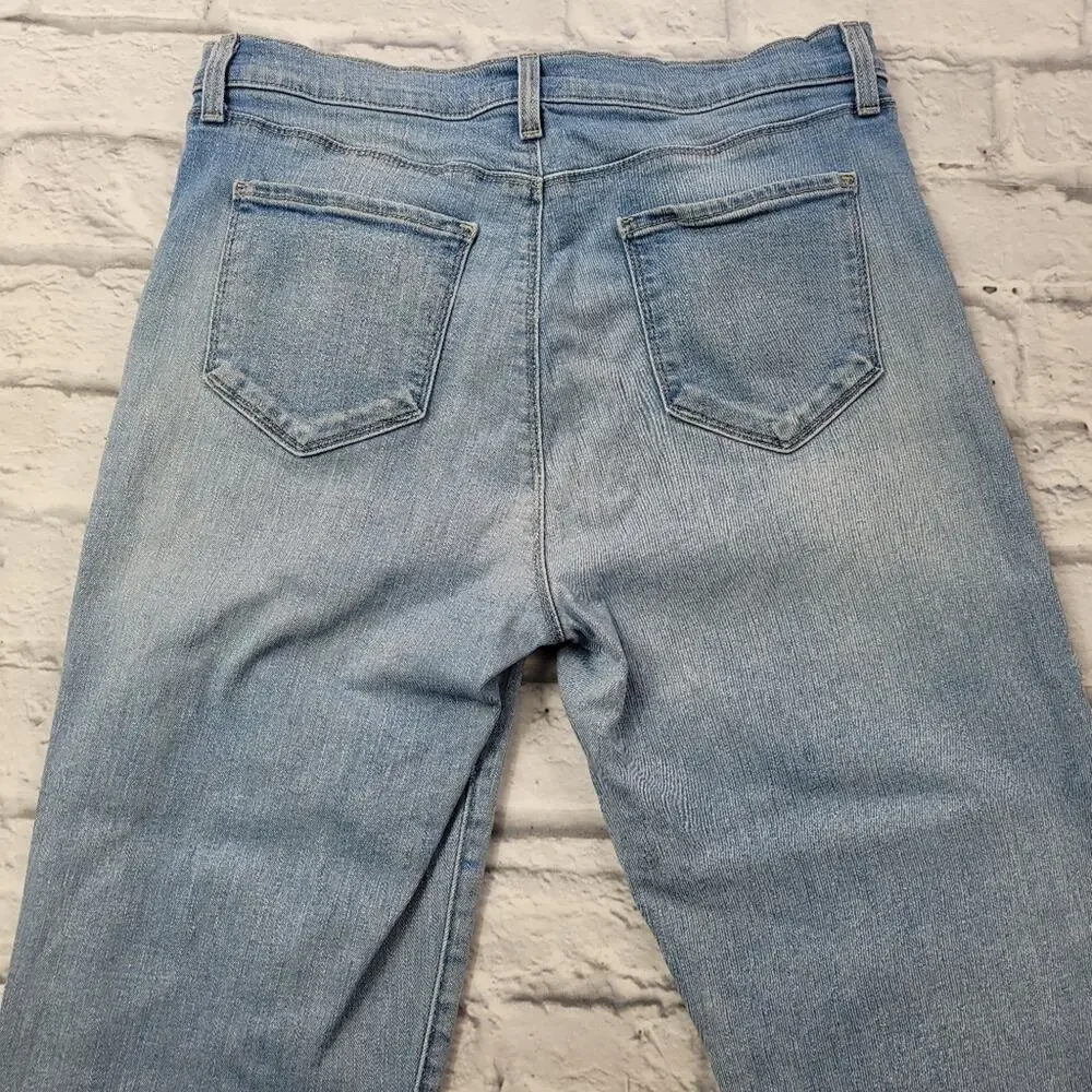 L'Agence Sada High Rise Cropped Slim Straight Leg Jeans in Bellevue Wash size 31
